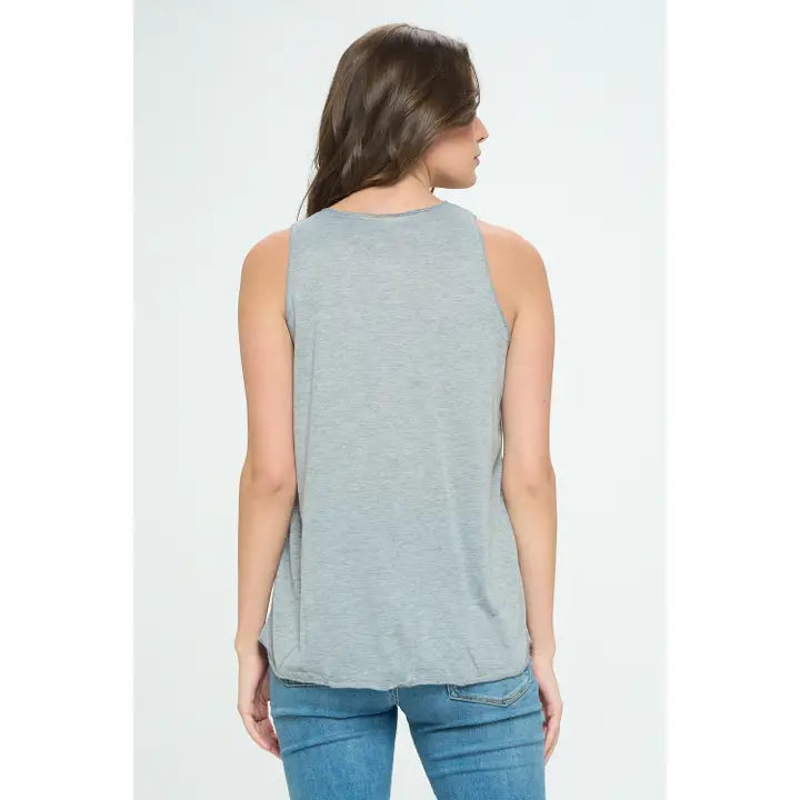 SM Wardrobe - Women's Cat Wearing Glass Print Tank Top