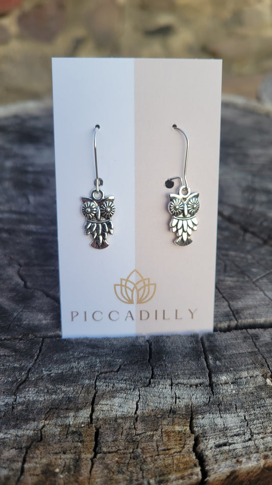 Piccadilly Pendants - Etched Owl Earrings