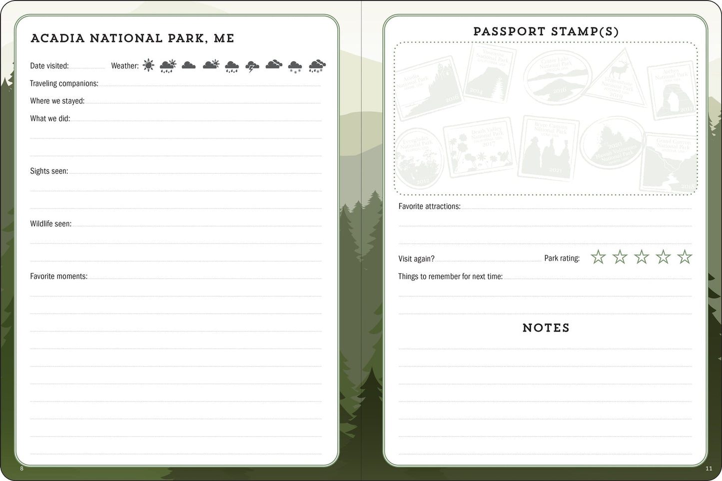 Peter Pauper Press - USA National Parks Journal And Passport Stamp Book