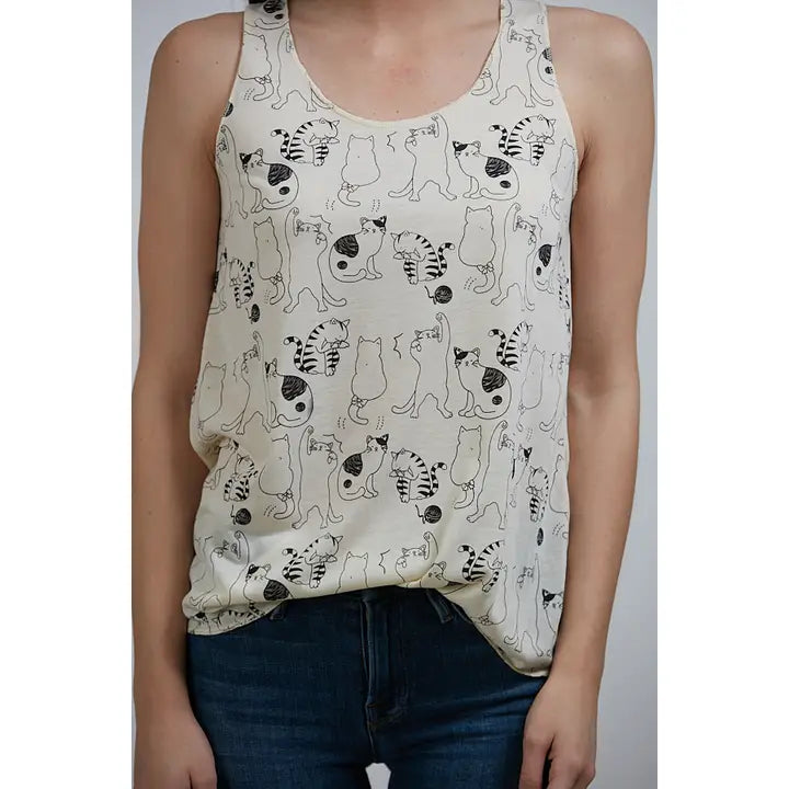 SM Wardrobe - Women's All Over Cat Classic Tank Top