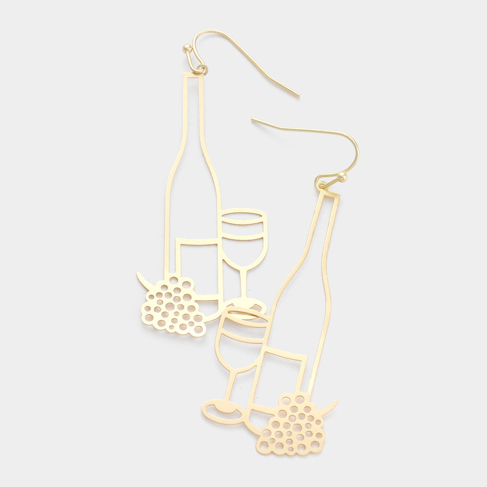 Wine Glass Shaped Metal Earrings