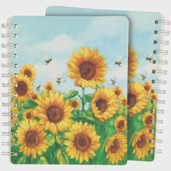 Primitive By Kathy - Sunflower Bees Spiral Notebook