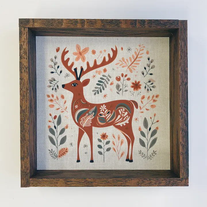 Scandinavian Reindeer Holiday Art 6x6