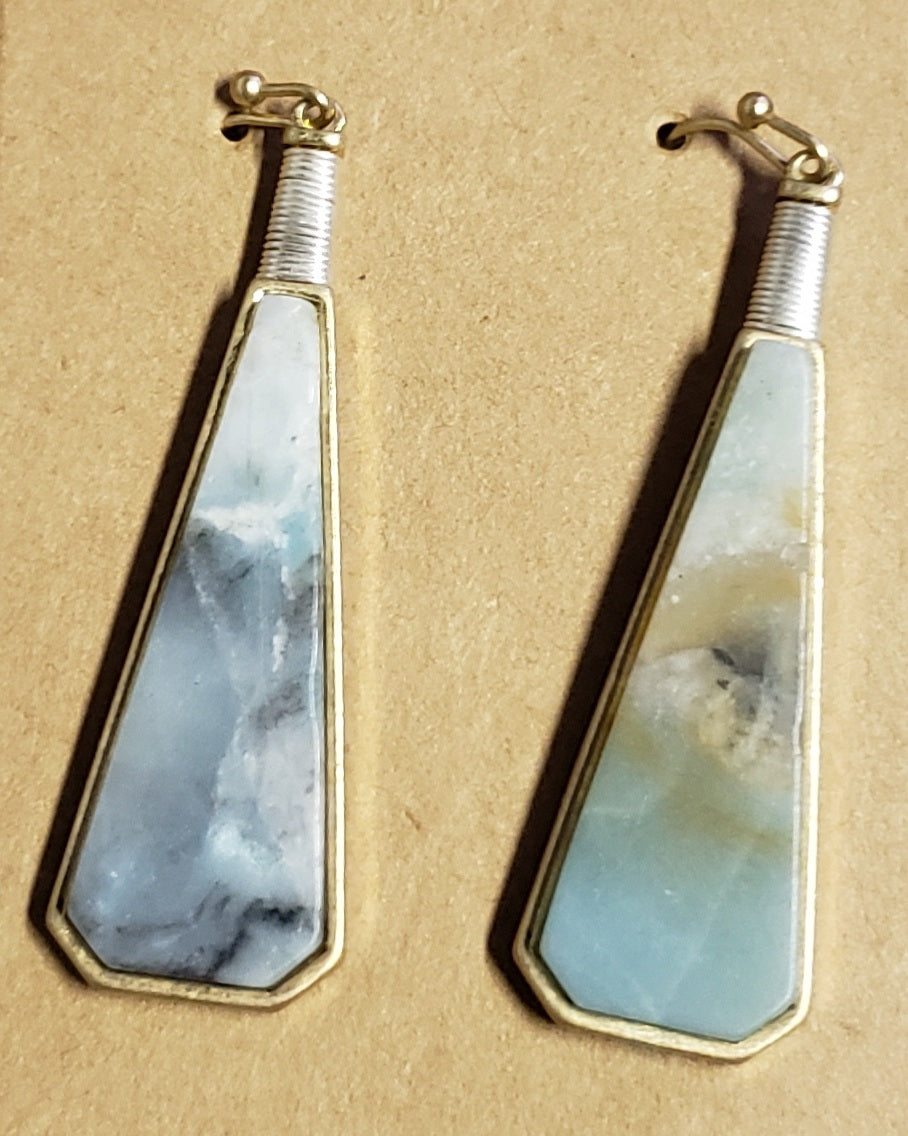 Semi precious stone earrings green