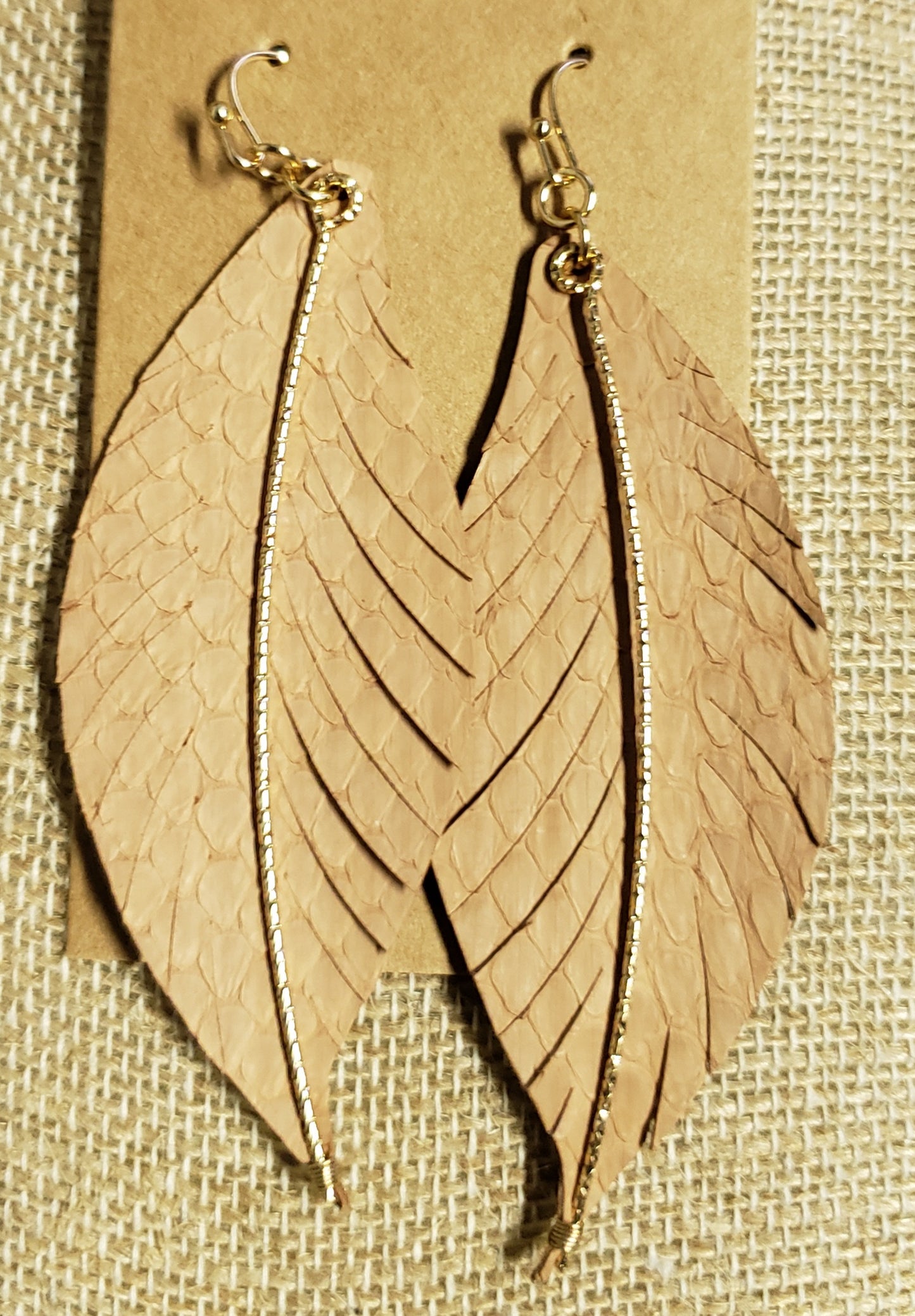 Leather Fish Hook Brown Earrings
