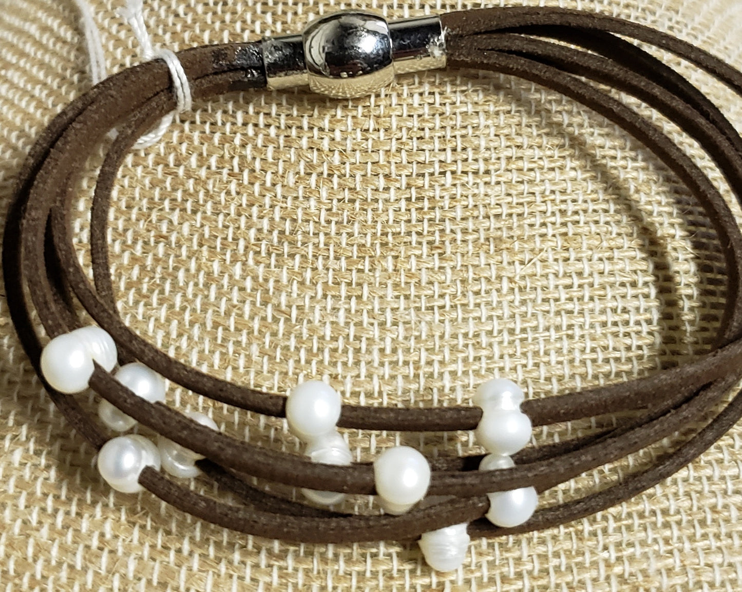 Leather and Pearl Bracelet