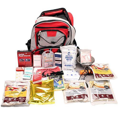 ReadyWise 32 Servings of Emergency Food and Drink & Survival Kit  Backpack-Red