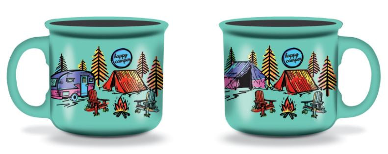 Camping Mug Happy Campers Campfire Enamel Camping Cups Outdoor