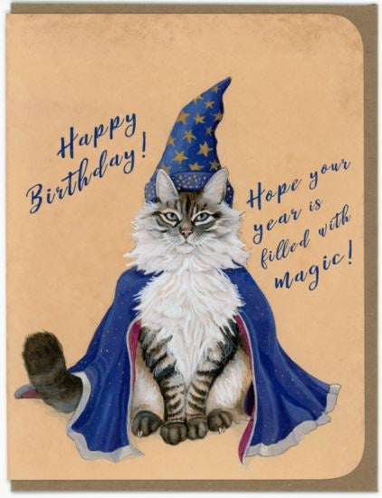 Amy Rose Moore Illustration - Birthday Wizard Cat Greeting Card