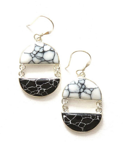Fair Anita: Balance Black and White Stone Earrings