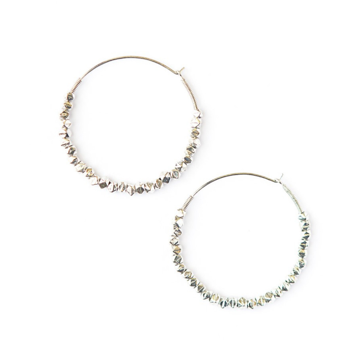 Fair Anita: Beaded Hoops - Silver