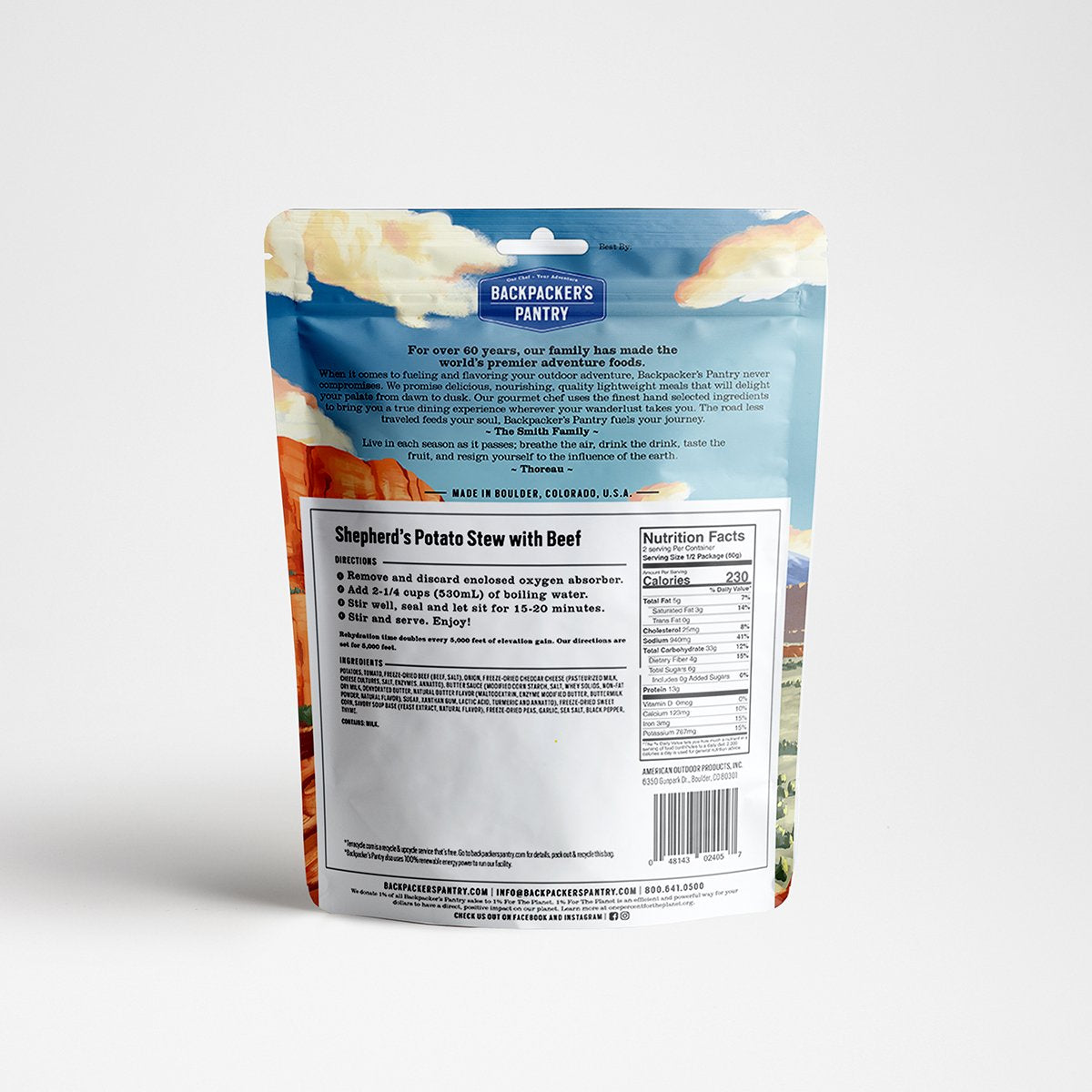 Backpacker's Pantry - Shepherd's Potato Stew with Beef: Two Person