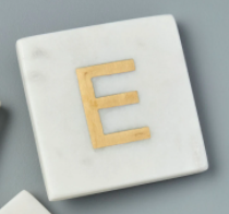 White Marble & Gold Monogram Coasters