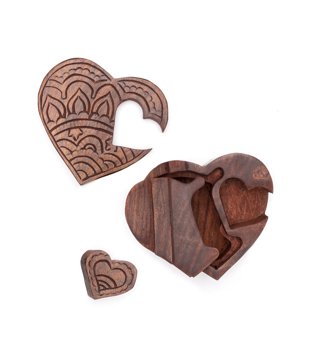 Matr Boomie - Handmade Wooden Heart Puzzle Jewelry Box