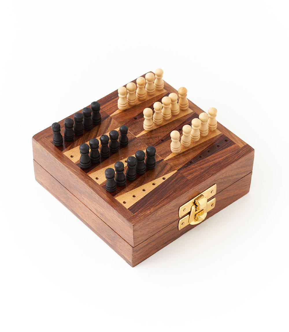 Matr Boomie - Handmade Rosewood Mini Travel Backgammon Game