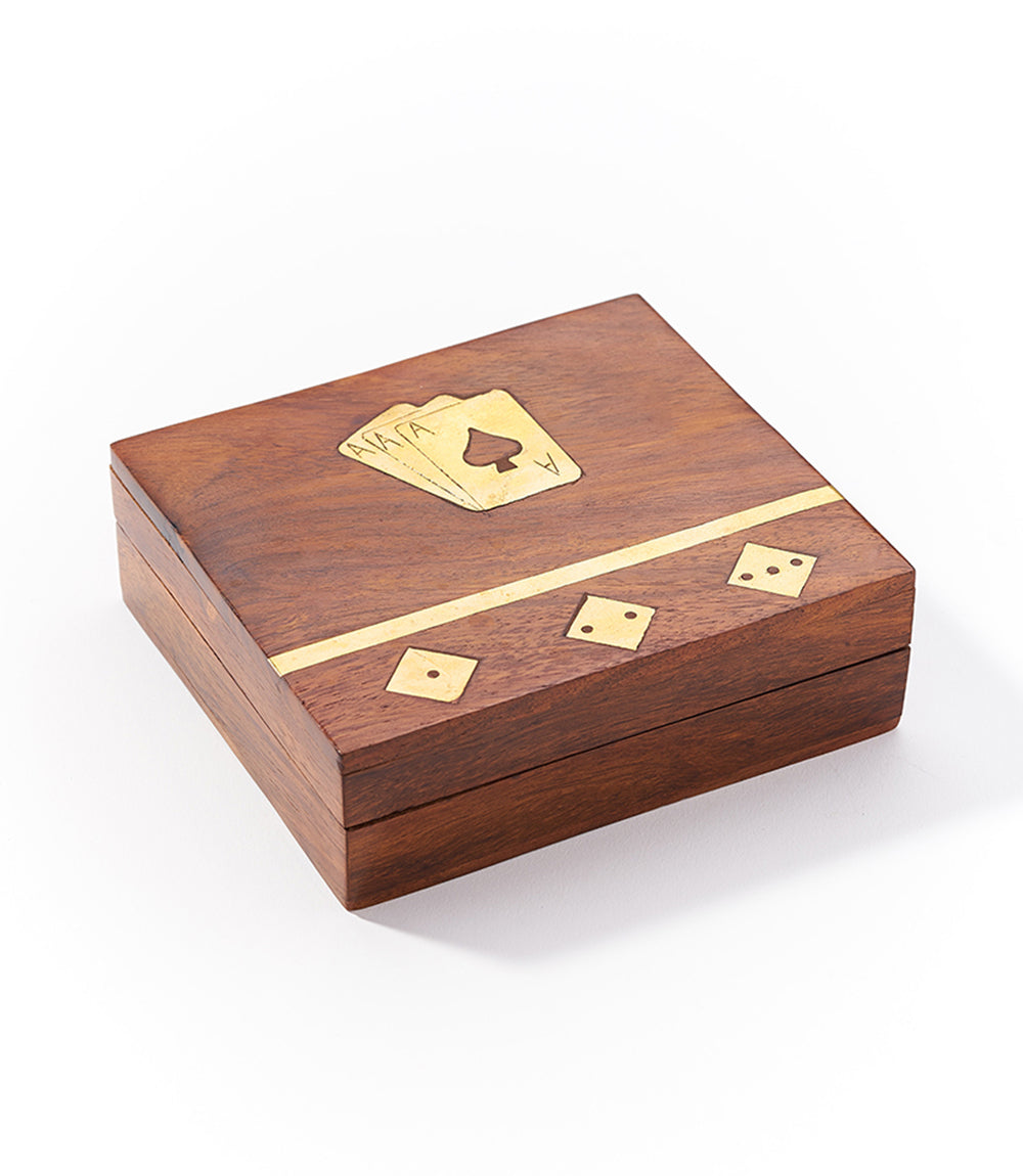 Matr Boomie - Handmade Wooded Game Night Box (5 Dice, Playing Cards)