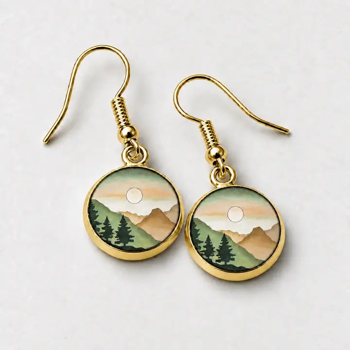 Vintage Adventures - Mountain Small Wood Dangle Earrings