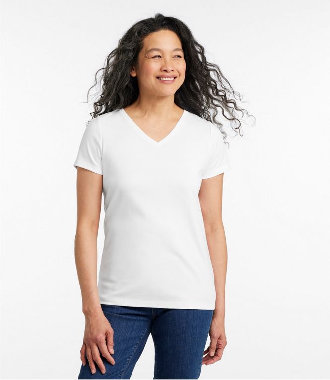 L.L. Bean - Women's Pima Cotton Shaped V-Neck Tee