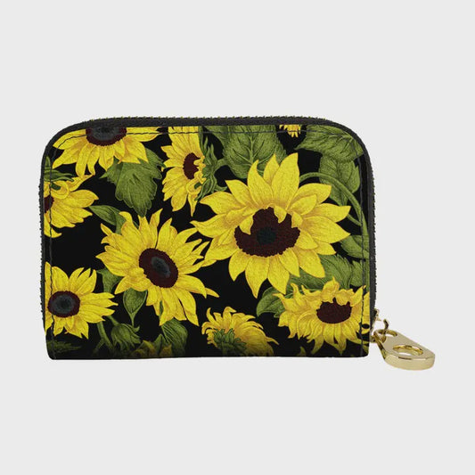 Monarque - Sunflower on Black Zipper Wallet