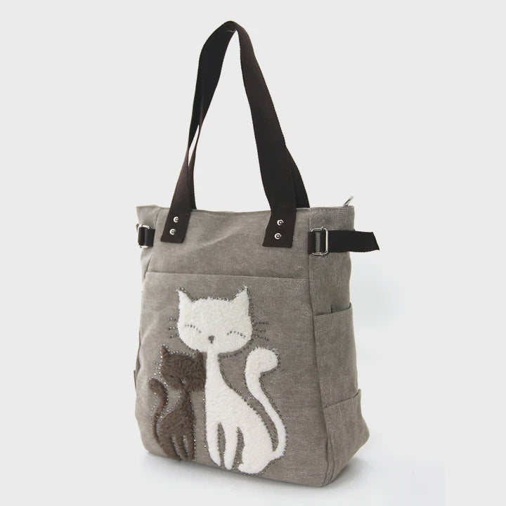 Comeco Inc - Lovely Cats With Faux Fur and Studs Tote Bag