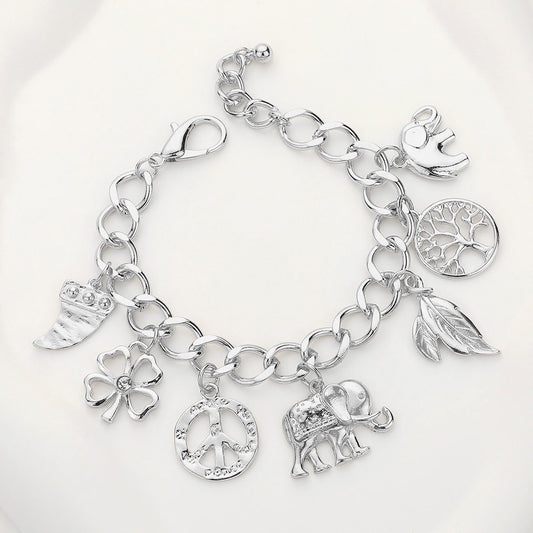 Horn Clover Peace Elephant Leaf Tree of Life Charm Bracelet