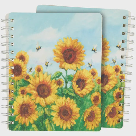 Primitive By Kathy - Sunflower Bees Spiral Notebook