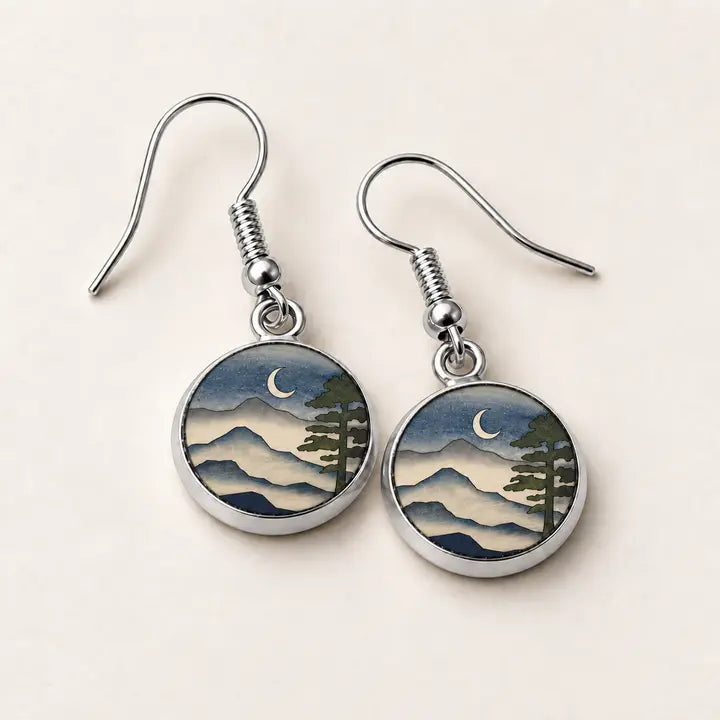 Vintage Adventures - Mountain Small Wood Dangle Earrings