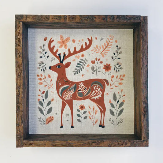 Scandinavian Reindeer Holiday Art 6x6