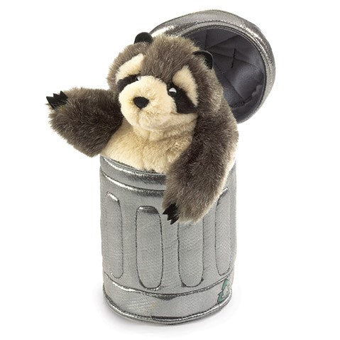 Folkmanis - Raccoon in Garbage Can Puppet