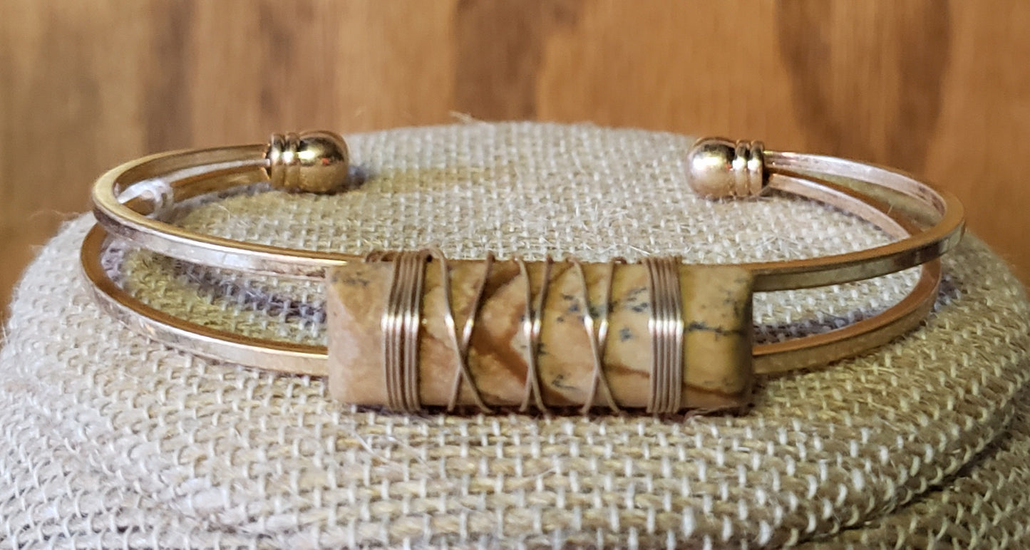 Semi Precious Bracelet with Brown Stone