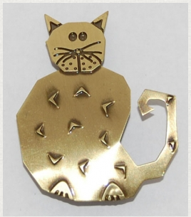 Semaki & Bird: Cat Pin - Brushed Brass