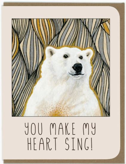 Amy Rose Moore Illustration - Love - Singing Heart Polar Bear Card