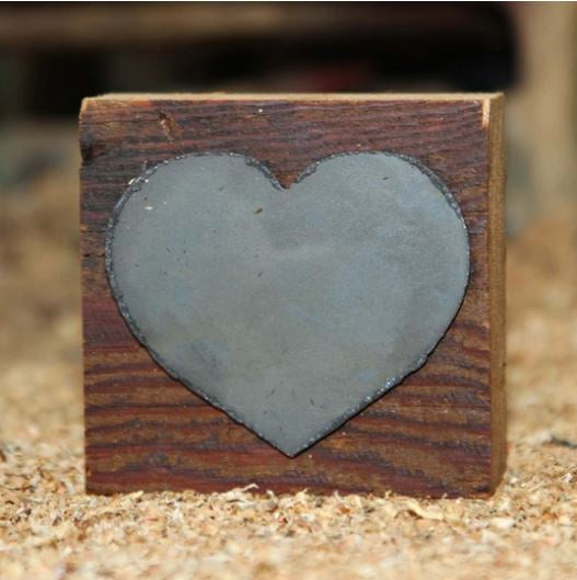 Second Nature - Metal/Wood Block w/Heart