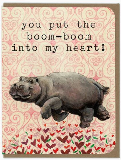 Amy Rose Moore Illustration - Boom Boom Hippo Love Card