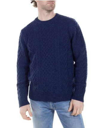 Schott: Men's Midweight Wool Cable Knit Crew Neck Sweater