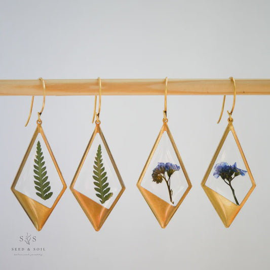 Seed & Soil Botanical Jewelry - Hanging Terrarium Earrings