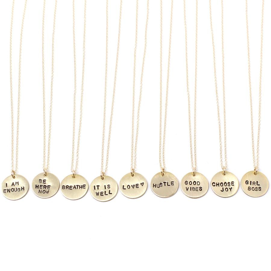 Stamped Tiny Necklace - Gold