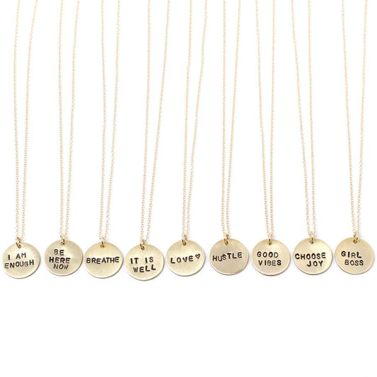Stamped Tiny Necklace - Gold
