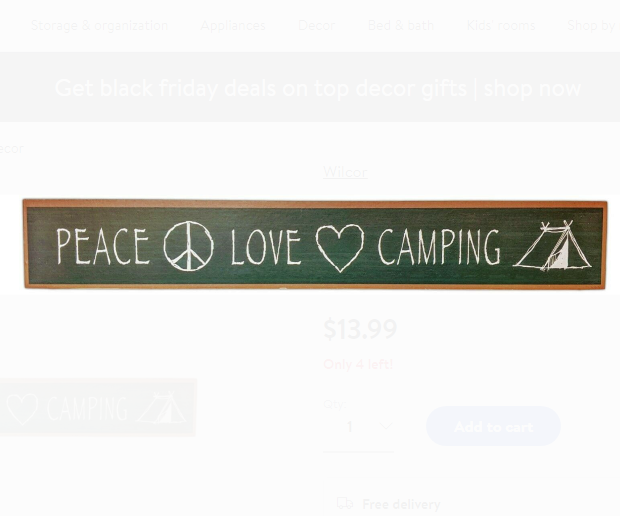 SIGN PEACE/LOVE/CAMPING